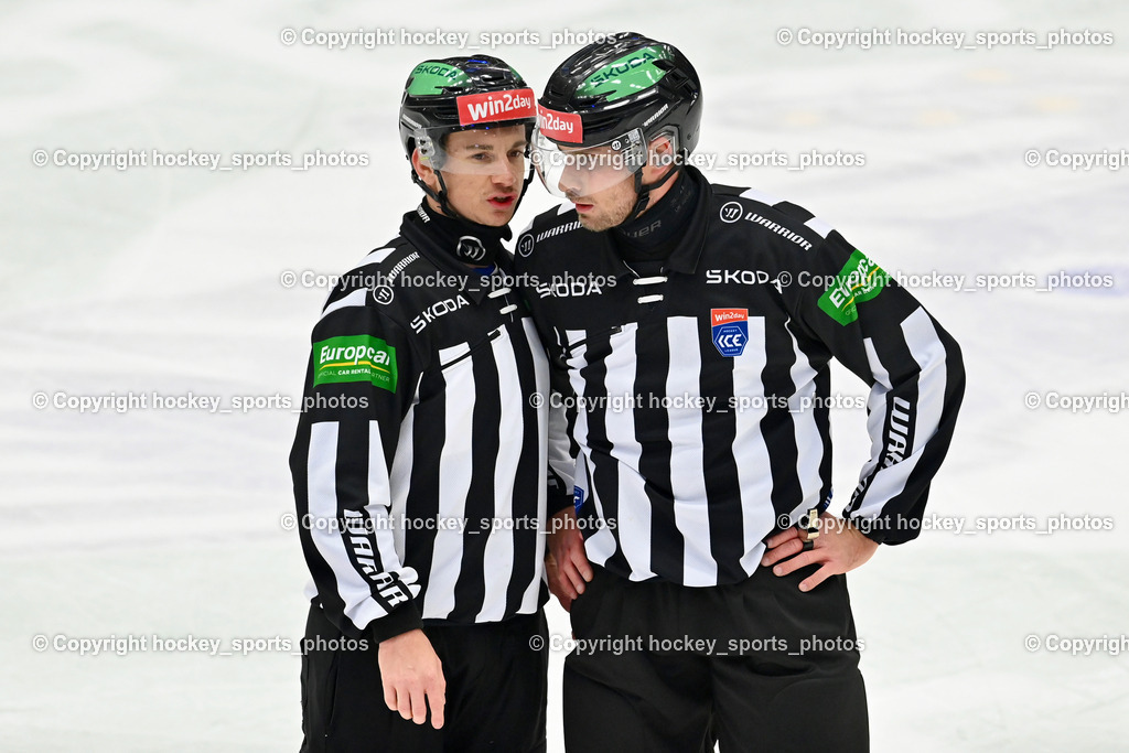 EC IDM WÄRMEPUMPEN VSV vs. HYDRO FEHERVAR AV 19 | BÄRNTHALER CHRISTOPH Referee, MIODL MATTEO Referee, EC IDM WÄRMEPUMPEN VSV vs. HYDRO FEHERVAR AV 19, EC IDM WÄRMEPUMPEN VSV vs. HYDRO FEHERVAR AV 19 am 20.11.2024 in Villach (Stadthalle Villach), Austria, (Photo by Bernd Stefan)