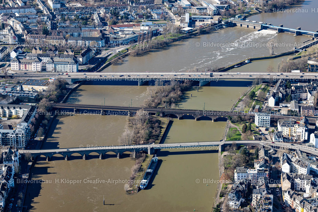 Luftbilder Koblenz-0043 | Luftbildfotografie Luftbild Fluß - Brückenbauwerk über die Mosel in Koblenz im Bundesland Rheinland-Pfalz, Deutschland. - Realisiert mit Pictrs.com