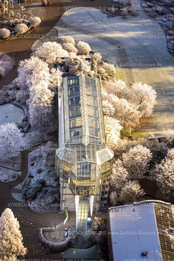 Hamm221202572 | Luftbild, Winterlicher Maximilianpark Freizeitpark mit Glaselefant, Uentrop, Hamm, Ruhrgebiet, Nordrhein-Westfalen, Deutschland