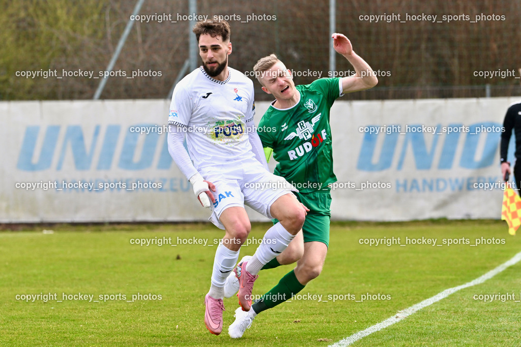 SAK vs. VST Völkermarkt | #24 Jovan Koprivica SAK, #17 Daniel Ulrich Primusch VST Völkermarkt, SAK vs. VST Völkermarkt, SAK vs. VST Völkermarkt am 21.03.2026 in Klagenfurt (Sportpark Welzenegg), Austria, (Photo by Bernd Stefan)