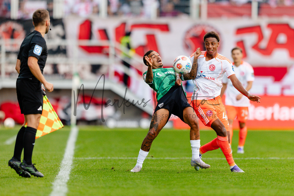 2. Bundesliga, Saison 2025/26, 5. Spieltag : SC Preußen Münster - Fortuna Düsseldorf | Münster, 14.09.2025: 2. Bundesliga, 5. Spieltag, SC Preußen Münster gegen Fortuna Düsseldorf im LVM-Preußenstadion in Münster. Foto: sportfotografie.ms | Markus Paletta - Realisiert mit Pictrs.com