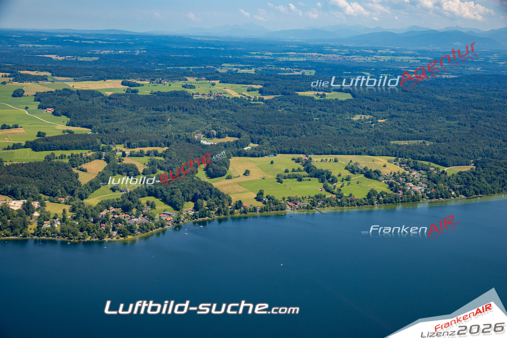 Das Luftbild zeigt : Ambach Münsing - Die Luftaufnahme wurde 2024 vom UL-Flugzeug aus erstellt ( keine Drohne ) - Hochauflösende Luftaufnahme - Für grossformatige Ausdrucke geeignet. Die Geschenkidee !Mit Lizenz und Bildrechte bestellbar