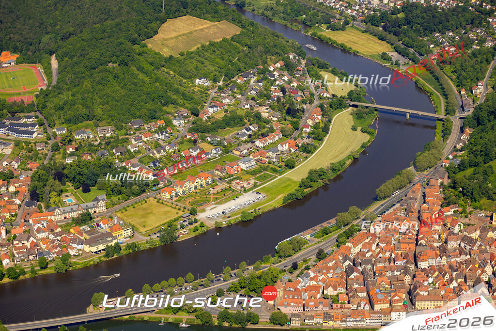 Das Luftbild zeigt  Kreuzwertheim - Die Luftaufnahme wurde 2023 vom UL-Flugzeug aus erstellt ( keine Drohne ) - Hochauflösende Luftaufnahme - Für grossformatige Ausdrucke geeignet. Die Geschenkidee !Mit Lizenz und Bildrechte bestellbar