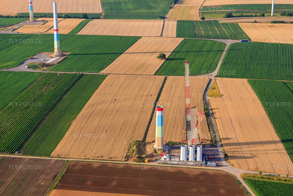 Luftbild: Windparkbaustellen in Offenbach an der Queich im Bundesland Rheinland-Pfalz in Deutschland. Foto: IMG_69696.jpg vom 04.07.2014 durch Werner Riehm/FLY-FOTO.de