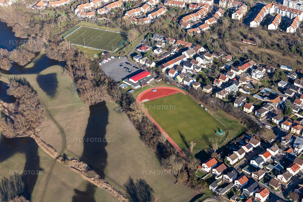 Luftbild: Sportverein Rohrhof eV im Ortsteil Rohrhof in Brühl im Bundesland Baden-Württemberg in Deutschland. Foto: IMG_125485.jpg vom 21.02.2021 durch Werner Riehm/FLY-FOTO.de