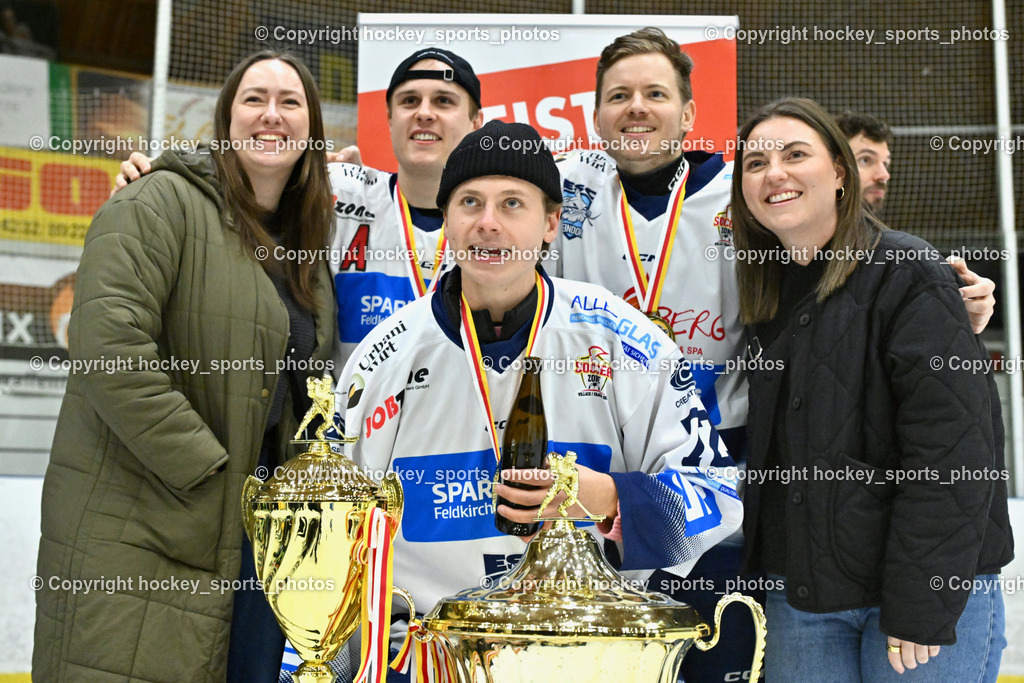ESC Sparkasse Steindorf Meister 2025/26 | Julia Puntigam soziale Medien ESC Steindorf, #72 Hobitsch Samuel ESC Steindorf, #46 Maurer Julian ESC Steindorf, #92 Ratz Patrick ESC Steindorf, ESC Sparkasse Steindorf Meister 2025/26, ESC Sparkasse Steindorf Meister 2025/26 am 08.03.2026 in Althofen (Stadthalle Althofen), Austria, (Photo by Bernd Stefan)