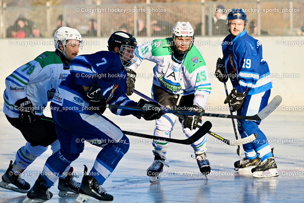 EC Tigers Paternion vs. EC FELD AM SEE/DSG LEDENITZEN | #7 Kreuger Matthias EC Tigers Paternion, #79 Bobnar Marco EC FELD AM SEE Ledenitzen, #95 Strasser Bernd EC FELD AM SEE Ledenitzen, #19 Kampitsch Lukas EC Tigers Paternion, EC Tigers Paternion vs. EC FELD AM SEE/DSG LEDENITZEN, EC Tigers Paternion vs. EC FELD AM SEE/DSG LEDENITZEN am 04.01.2026 in Paternion (Eislaufplatz Paternion), Austria, (Photo by Bernd Stefan)