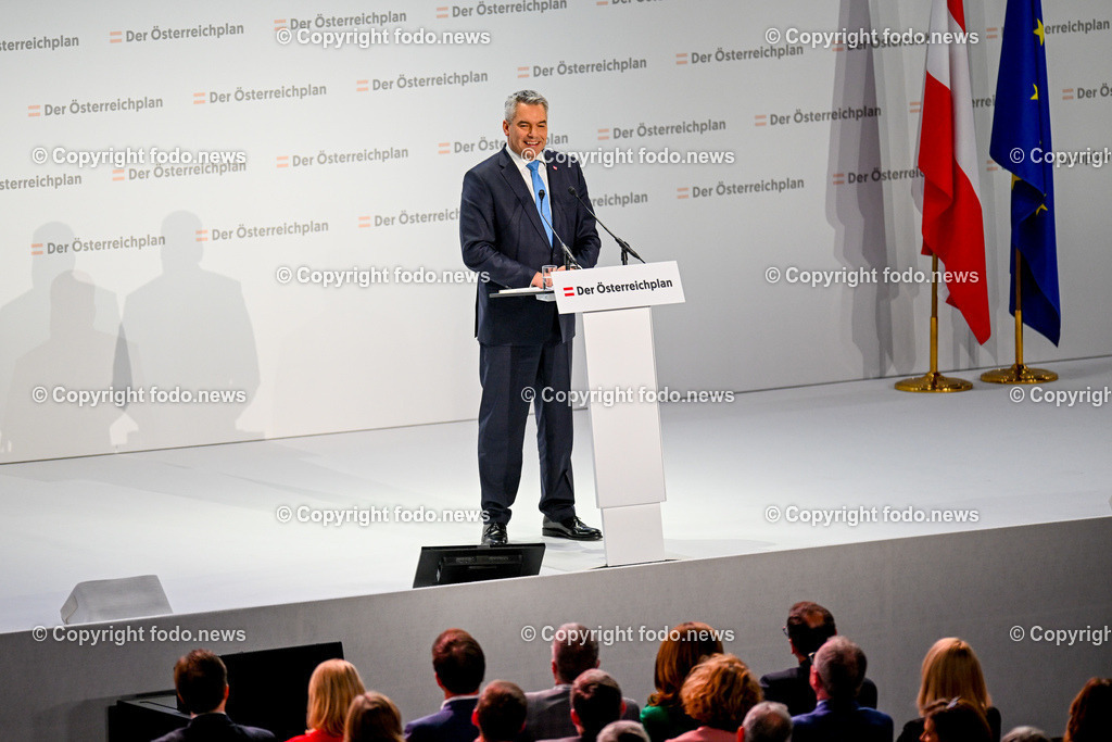 Der Oesterreichplan_ OeVP_ Wels_ 26.01.2024-64 | 26.01.2024, Wels, AUT, ÖVP, Der Österreichplan, im Bild BK Karl Nehammer (VP, Bundeskanzler)