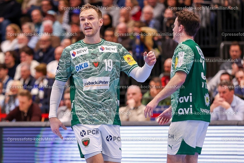 BHC22022601039 | 22.02.2026, Handball, HBL, Bergischer HC - Füchse Berlin, Mitsubishi Electric HALLE Düsseldorf: Mathias Gidsel (Füchse Berlin #19) gestikulierend auf dem Spielfeld 