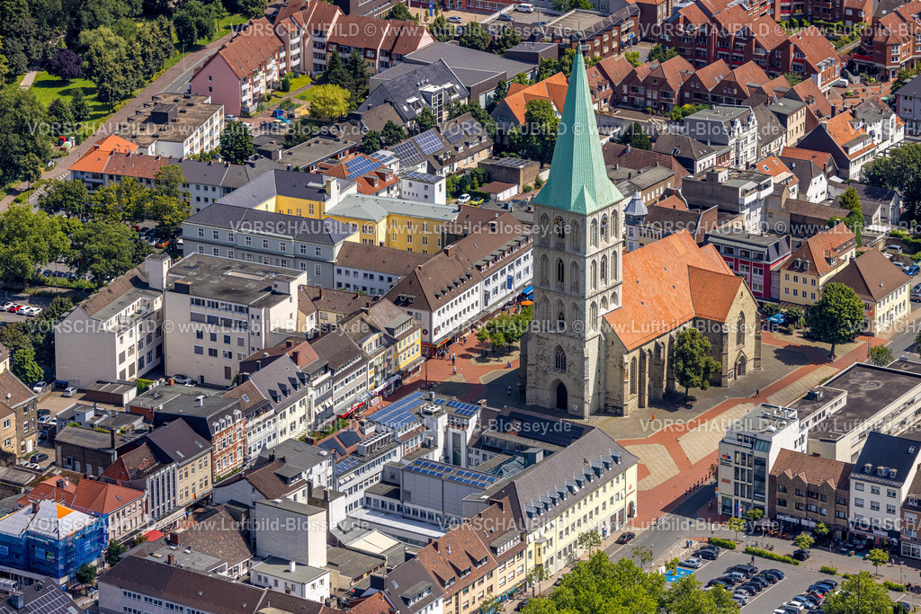 Hamm240706737 | Luftbild, evangelische Pauluskirche und Marktplatz, Mitte, Hamm, Ruhrgebiet, Nordrhein-Westfalen, Deutschland