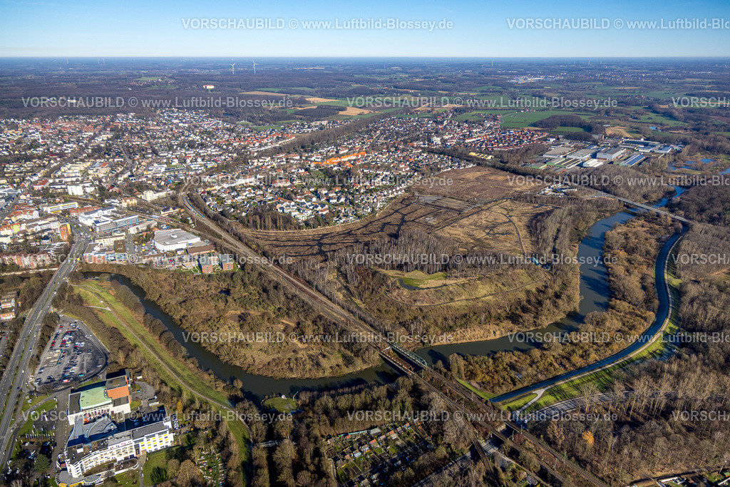 Luenen230203953 | Luftbild, Victoria-Halde, Naturschutzgebiet Lippeaue, Fluss Lippe, Lünen, Ruhrgebiet, Nordrhein-Westfalen, Deutschland