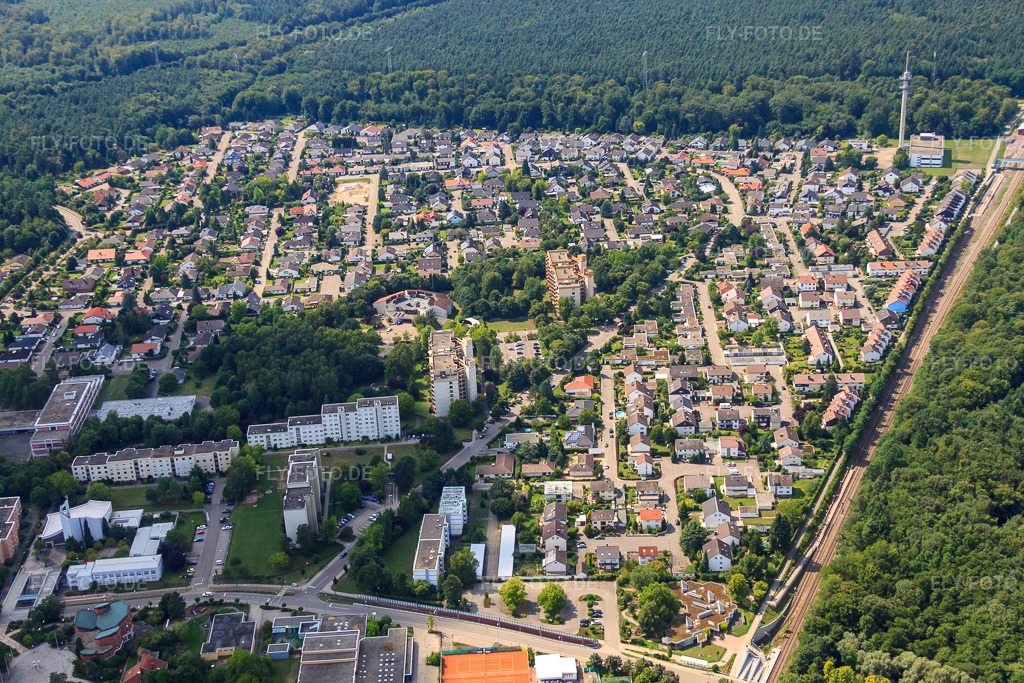 Luftbild: Ortsteil Dorschberg in Wörth am Rhein im Bundesland Rheinland-Pfalz in Deutschland. Foto: IMG_31167.jpg vom 09.08.2010 durch Werner Riehm/FLY-FOTO.de