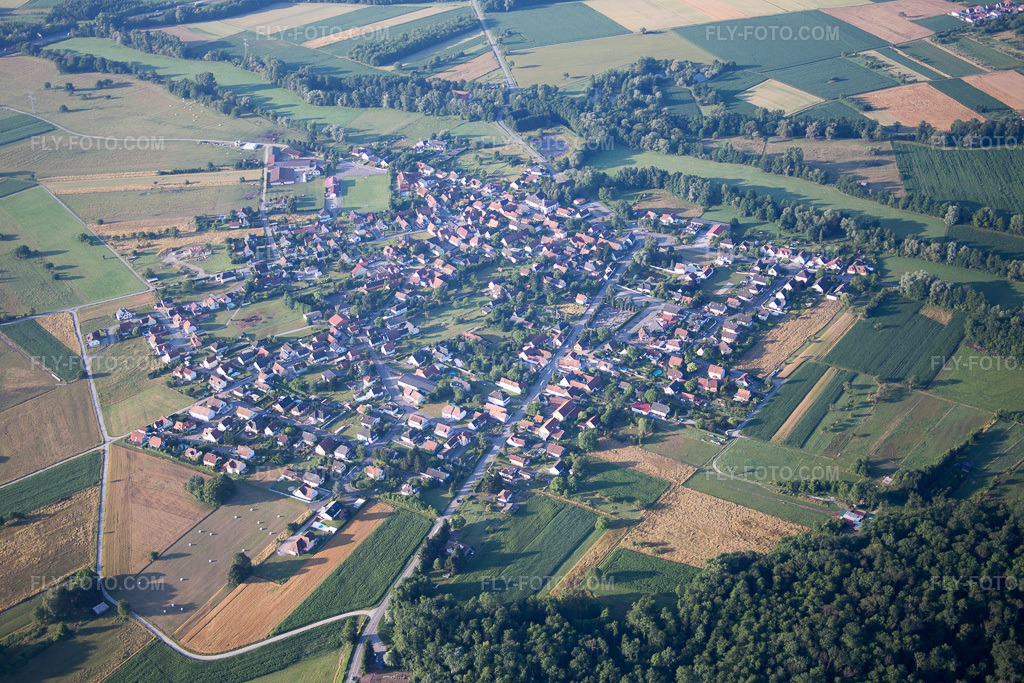 Aerial view: View of the town in Forstfeld in the state Bas-Rhin, France.Photo: IMG_082912.jpg taken on 06/26/2015 by Werner Riehm/FLY-FOTO.comResolution of the original: 5472 x 3648 px