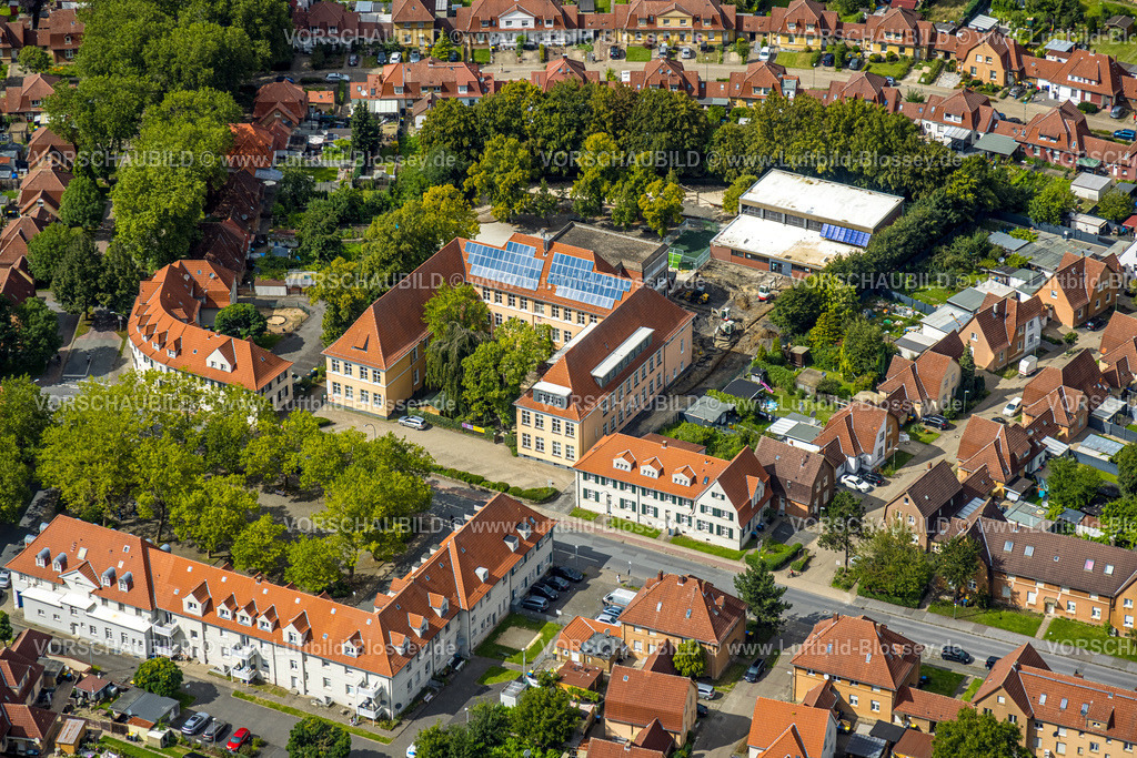Ahlen230803138 | Luftbild, uftbild, Diesterwegschule mit Baustelle, Ahlen, Ruhrgebiet, Nordrhein-Westfalen, Deutschland