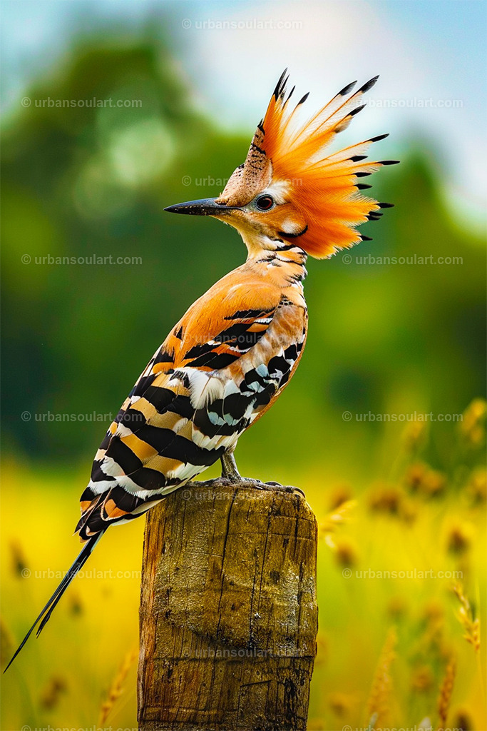 Hoopoe Bird Turned Sideways | Highlighting the elegance of nature, this close-up of a hoopoe bird with its striking crest is a true celebration of wildlife. Ideal for nature enthusiasts, this image captures the unique beauty of bird life in a soft, natural setting. - Realisiert mit Pictrs.com