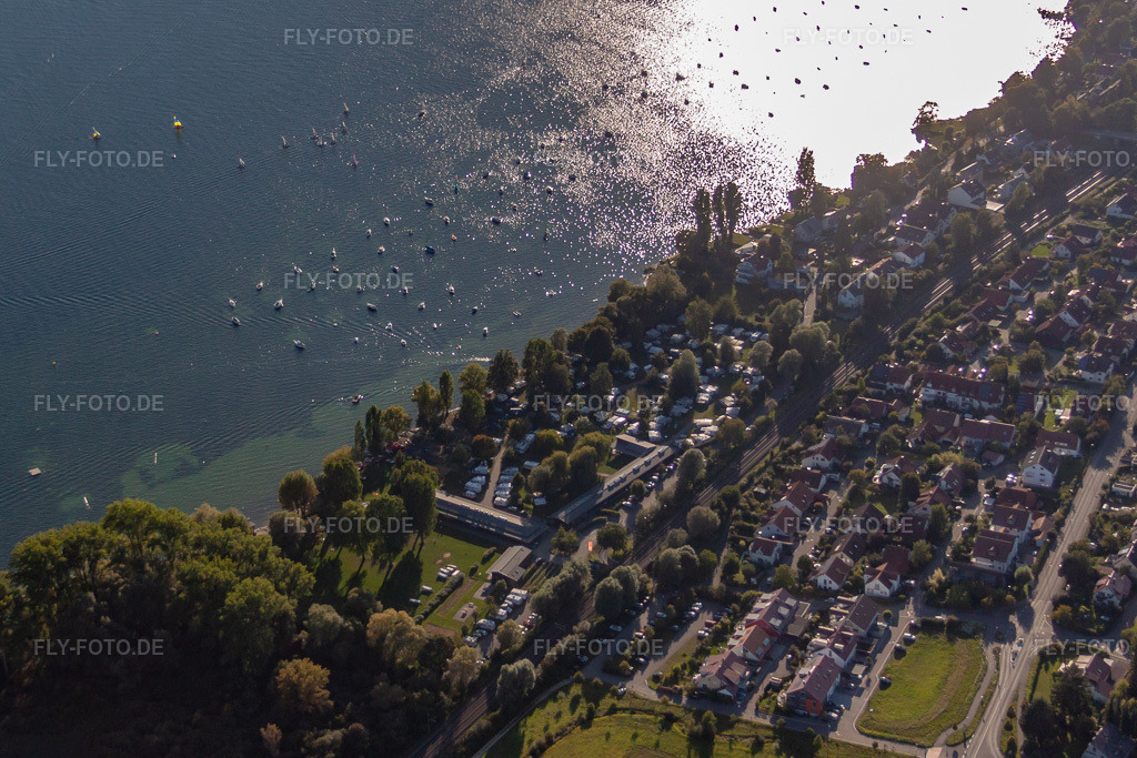 Luftbild: Camping am See in Allensbach im Bundesland Baden-Württemberg in Deutschland. Foto: IMG_71607.jpg vom 30.08.2014 durch Werner Riehm/FLY-FOTO.de