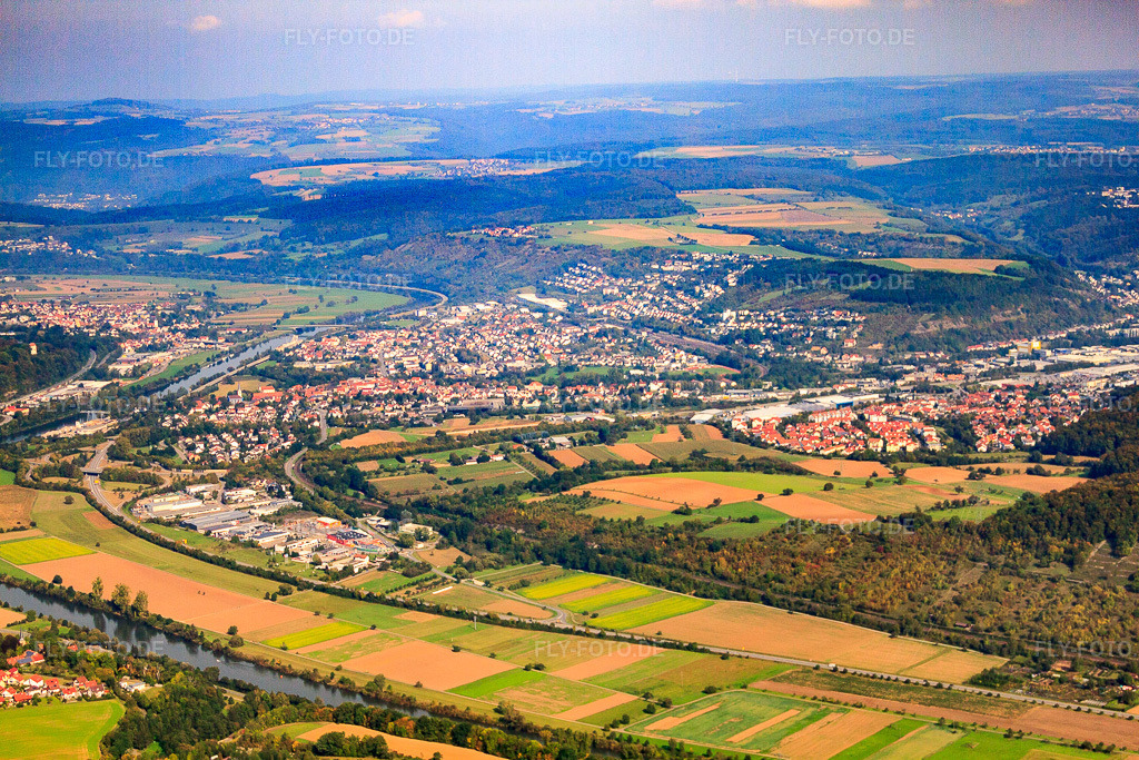 Luftbild: Stadtansicht am Neckar aus Süden im Ortsteil Neckarelz in Mosbach im Bundesland Baden-Württemberg in Deutschland. Foto: IMG_45602-1649.jpg vom 25.09.2011 durch Werner Riehm/FLY-FOTO.de