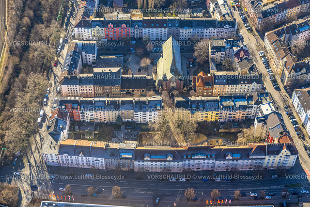 Dortmund230200054 | Luftbild, Kath. Kirche St. Antonius, Wohnsiedlung, Gronaustraße, Nordmarkt, Dortmund, Ruhrgebiet, Nordrhein-Westfalen, Deutschland