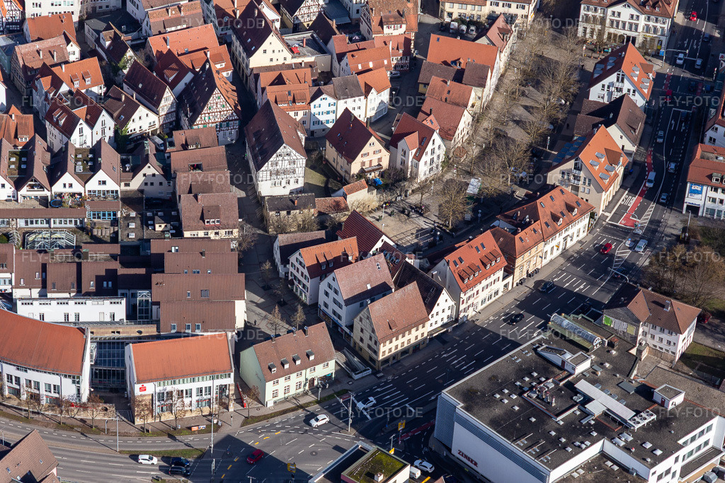 Luftbild: Schuhhaus Breitner in Herrenberg im Bundesland Baden-Württemberg in Deutschland. Foto: IMG_125207.jpg vom 20.02.2021 durch Werner Riehm/FLY-FOTO.de