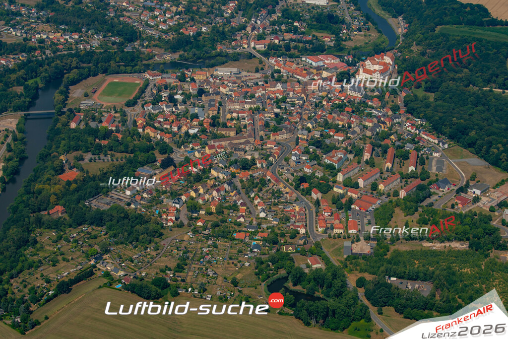 Das Luftbild der Stadt Colditz wurde 2018 vom Flugzeug heraus erstellt (keine Drohne) Aufnahmehöhe ca.400 Meter- hohe Auflösung für beste Druck-Qualität