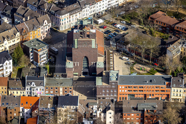 Gelsenkirchen230211676 | Luftbild, Ehemalige Heilig-Kreuz-Kirche, Umbau als Veranstaltungsort, Ückendorf, Gelsenkirchen, Ruhrgebiet, Nordrhein-Westfalen, Deutschland