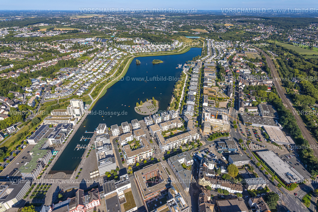 Dortmund240804167 | Luftbild, Phoenix See Gesamtansicht, Wohngebiet mit Einfamilienhäusern rund um den See, Hörde, Dortmund, Ruhrgebiet, Nordrhein-Westfalen, Deutschland