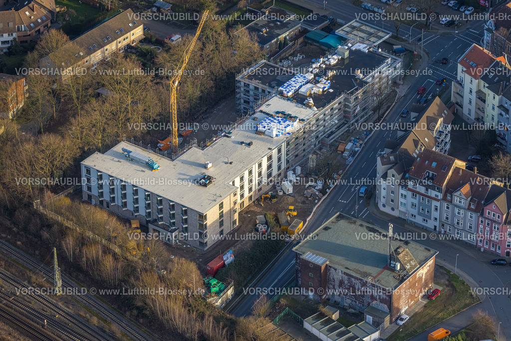 Herne240104398 | Luftbild, Baustelle mit Neubau Seniorenresidenz Baumstraße, Herne-Mitte, Herne, Ruhrgebiet, Nordrhein-Westfalen, Deutschland