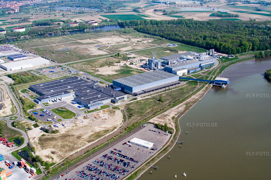 Luftbild: Industriegebiet Oberwald: Papierfabrik Palm in Wörth am Rhein im Bundesland Rheinland-Pfalz in Deutschland. Foto: IMG_10516-1.jpg vom 27.04.2008 durch Werner Riehm/FLY-FOTO.de