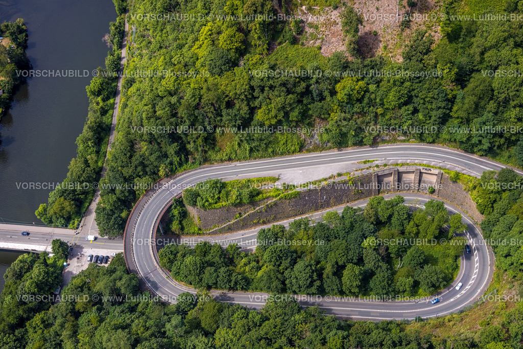Dortmund220705556 | Luftbild, Schleife der Hengsteystraße zur Ruhrbrücke Dortmunder Straße über den Hengsteysee, Syburg, Dortmund, Ruhrgebiet, Nordrhein-Westfalen, Deutschland