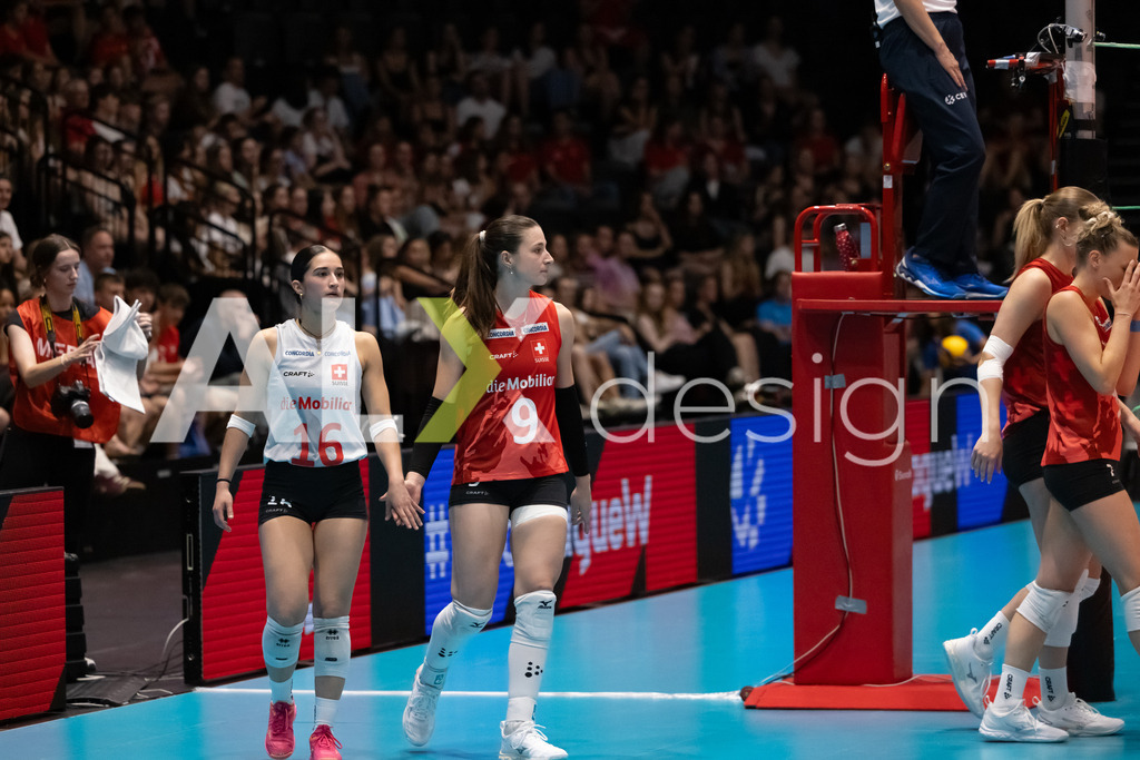 Austria v Switzerland - CEV European League Women | KRIENS, SWITZERLAND - JUNE 14: FABIANA MOTTIS of Switzerland and SARINA WIELAND of Switzerland during the CEV European League match between Austria and Switzerland at Pilatus Arena on June 14, 2026 in Kriens, Switzerland. - Realisiert mit Pictrs.com