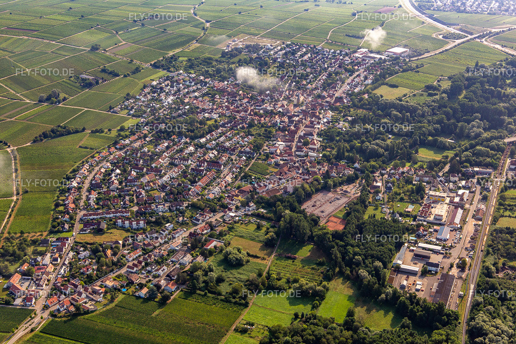 Ortschaft von Osten unter Wolken | Luftbild: Ortschaft von Osten unter Wolken im Ortsteil Godramstein in Landau im Bundesland Rheinland-Pfalz in Deutschland. Foto: IMG_142976.jpg vom 03.08.2024 durch ©2025 Werner Riehm fly-foto.de/copyright - Realisiert mit Pictrs.com