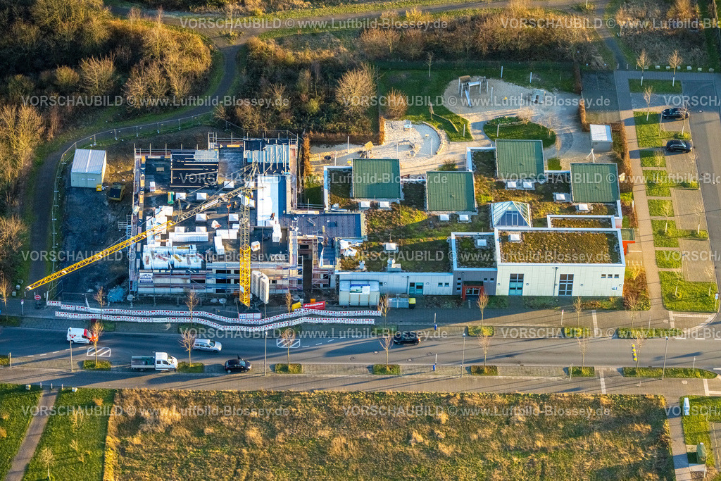 Gelsenkirchen230202414 | Luftbild, Baustelle mit Neubau Wohnanlage Graf Bismarck, Johannes-Rau-Allee, Bismarck, Gelsenkirchen, Ruhrgebiet, Nordrhein-Westfalen, Deutschland