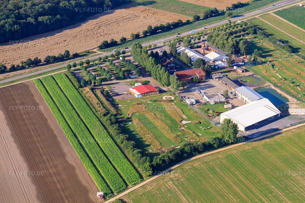 Luftbild: Fussballgolfpark Südpfalz auf dem Adamshof Kandel in Kandel im Bundesland Rheinland-Pfalz in Deutschland. Foto: IMG_70307.jpg vom 19.07.2014 durch Werner Riehm/FLY-FOTO.deWWW.FUSSBALLGOLFPARK-SUEDPFALZ.DE