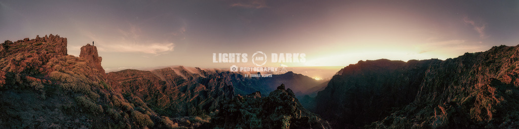 Dreaming big | big Pano from the Roque des los Muchachos at La Palma. Fog swapping over the mountain ridge, and the light of the fading sun does it`s magic! - Realisiert mit Pictrs.com