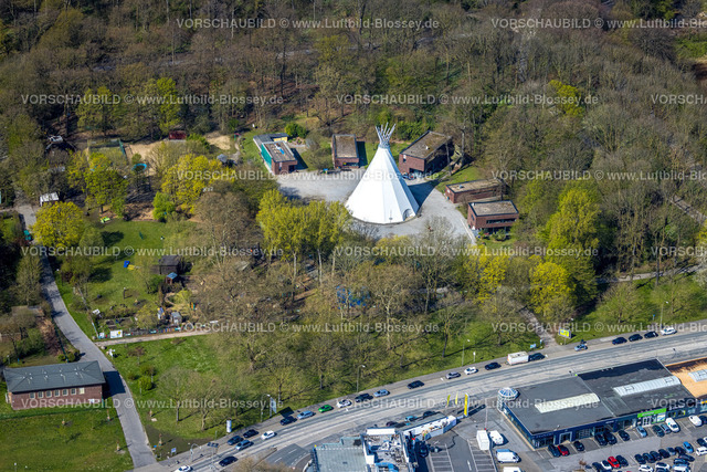 Dortmund220400685 | Luftbild, Erlebniswelt am Fredenbaum mit Big Tipi Indianerzelt, Hafen, Dortmund, Ruhrgebiet, Nordrhein-Westfalen, Deutschland