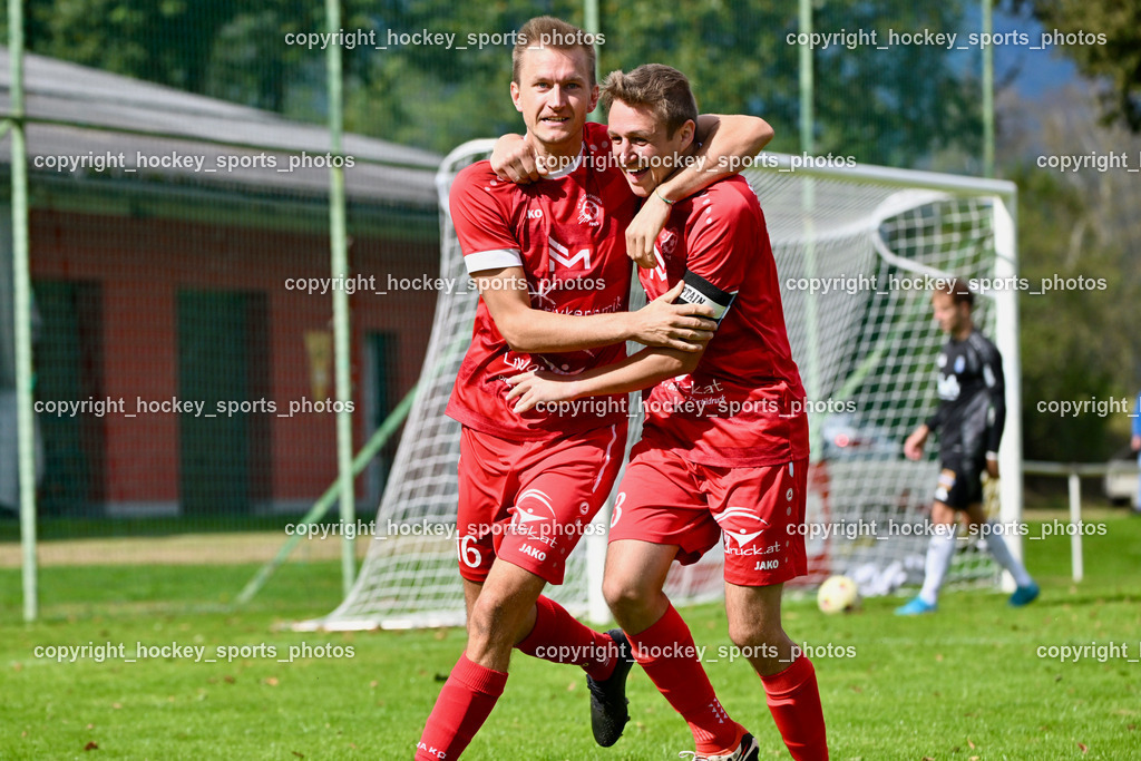 SV Rothentuhurn vs. URC Thal Assling | #16 Niklas Hinteregger SV Rothenthurn, #13 Thomas Klingbacher SV Rothenthurn, Jubel SV Rothenthurn Mannschaft, SV Rothentuhurn vs. URC Thal Assling, SV Rothentuhurn vs. URC Thal Assling am 15.09.2024 in Rothenthurn (Sportplatz Rothenthurn), Austria, (Photo by Bernd Stefan)
