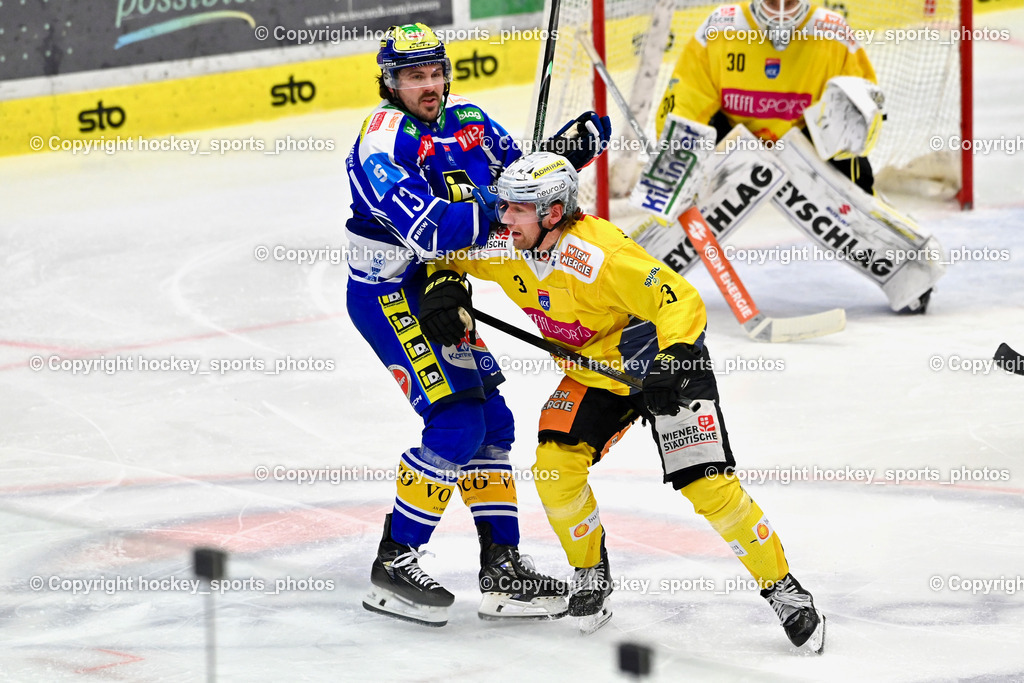 EC IDM Wärmepumpen VSV vs. Vienna Capitals | #13 Adam Helewka EC VSV, #3 Armin Preiser Vienna Capitals, EC IDM Wärmepumpen VSV vs. Vienna Capitals, EC IDM Wärmepumpen VSV vs. Vienna Capitals am 28.01.2026 in Villach (Stadthalle Villach), Austria, (Photo by Bernd Stefan)