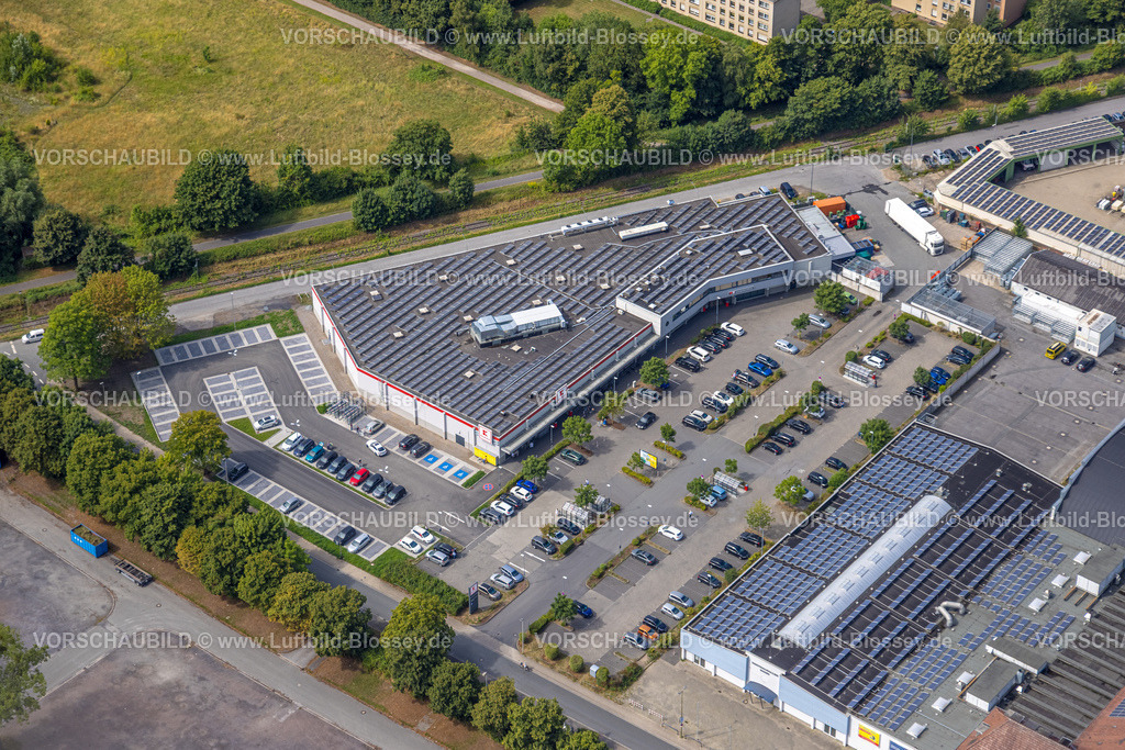 Hamm250701116Mitte | Luftbild, Kaufland Supermarkt mit Solardach Solarpaneelen und Parkplatz, Mitte, Hamm, Ruhrgebiet, Nordrhein-Westfalen, Deutschland