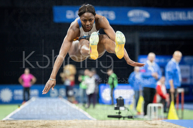 ISTAF Indoor; Duesseldorf, 24.01.2026 | DUESSELDORF, GERMANY - JANUARY 24:  Khaddi Sagnia (SWE) during the long jump competition of the ISTAF Indoor Dusseldorf at PSD Bank Dome on January 24, 2026 in Duesseldorf, Germany. 
