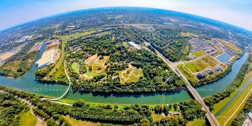 Gelsenkirchen240890579ZoomErlebniswelt_Zoo | Luftbild, ZOOM Erlebniswelt Zoo, silberne Eventhalle Ryokan, Bundesstraße B227 über den Rhein-Herne-Kanal, rechts neues Stadtquartier Graf Bismarck Wohnanlage und Stölting Marina Yachthafen, links Hafen Grimberg, Erdkugel, Fisheye Aufnahme, Fischaugen Aufnahme, 360 Grad Aufnahme, tiny world, little planet, fisheye Bild, Bismarck, Gelsenkirchen, Ruhrgebiet, Nordrhein-Westfalen, Deutschland