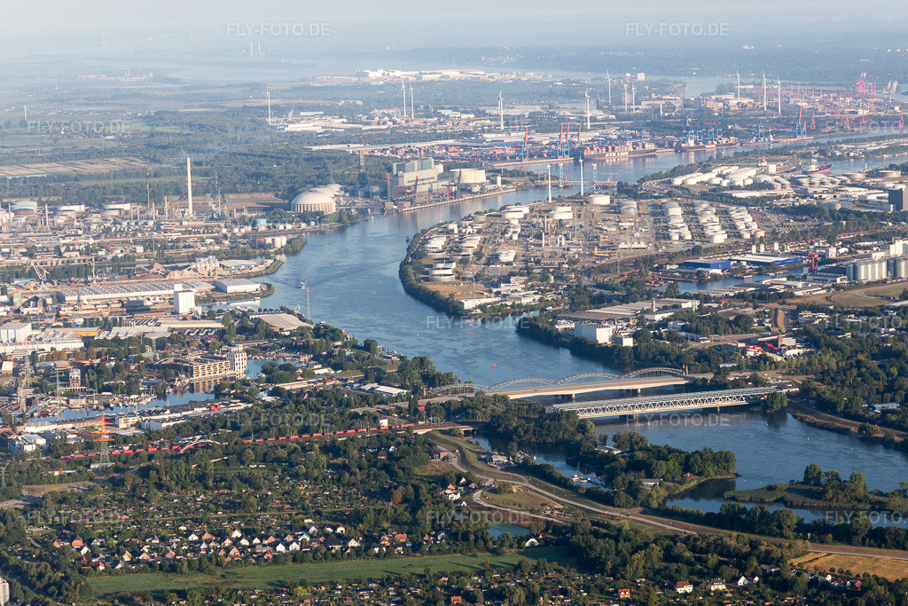 Luftbild: Süderelbe Brücken im Ortsteil Harburg in Hamburg im Bundesland Hamburg in Deutschland. Foto: IMG_110250.jpg vom 18.08.2018 durch Werner Riehm/FLY-FOTO.de