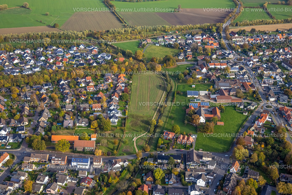 Kamen221012383Heeren-Werve | Luftbild, Wiesenfläche am Klothmanns Kamp, Heerener Bach, Heeren-Werve, Kamen, Ruhrgebiet, Nordrhein-Westfalen, Deutschland