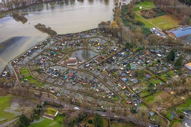 Schwerte231201415 | Luftbild, Ruhrhochwasser, Weihnachtshochwasser 2023, Fluss Ruhr tritt nach starken Regenfällen über die Ufer, Überschwemmungsgebiet Kleingartenverein KGV Amsel, Schwerte, Ruhrgebiet, Nordrhein-Westfalen, Deutschland