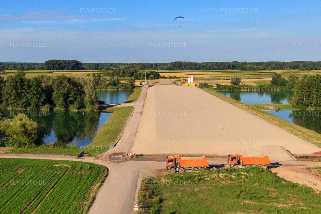 Luftbild: Baustelle zum Bau des Polders bei Neupotz in Neupotz im Bundesland Rheinland-Pfalz in Deutschland. Foto: IMG_30833.jpg vom 31.07.2010 durch Werner Riehm/FLY-FOTO.de