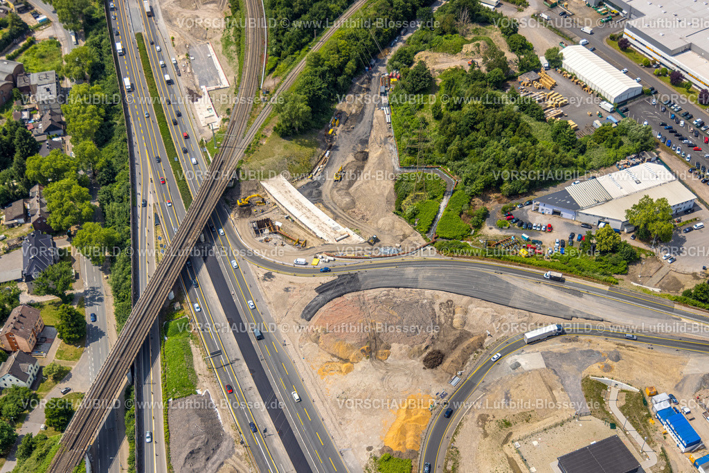 Herne250601576 | Luftbild, Großbaustelle Autobahnkreuz Herne mit Tunnelbau, Autobahn A43 und Autobahn A42, Baukau-West, Herne, Ruhrgebiet, Nordrhein-Westfalen, Deutschland