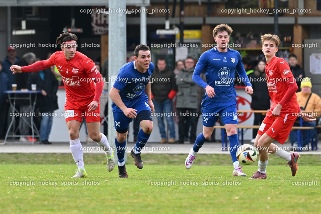 KAC 1909 vs. Union Matrei | #4 Patrick Legner KAC 1909, #6 Jonas Wibmer Union Matrei, #13 Adrian Steurer Union Matrei, #14 Maximilian Leipold KAC 1909, KAC 1909 vs. Union Matrei, KAC 1909 vs. Union Matrei am 21.03.2026 in Klagenfurt (Sportplatz KAC), Austria, (Photo by Bernd Stefan)