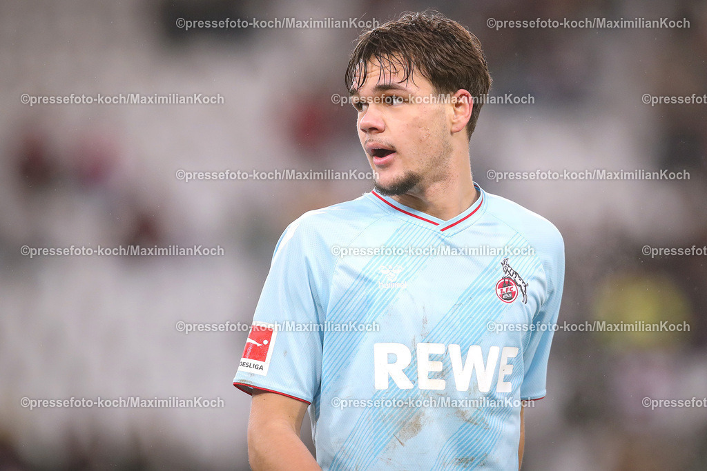 RWE06012402170 | 06.01.2024, Essen, Fußball, Herren, Stadion an der Hafenstraße, Testspiel, Rot-Weiss Essen – 1. FC Köln:  Max Finkgräfe (1.FC Köln). 
DFB regulations prohibit any use of photographs as image sequences and or quasi-video.
