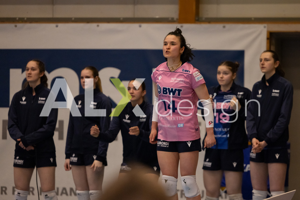 Volleyball I Frauen I Saison 2025-2026 I Volleyball NLA | Women I 1/2 Finals I  VC Kanti Schaffhausen - Sm'Aesch Pfeffingen I 18.03.2026 | 14 Romina Schnyder (CH) (Sm'Aesch Pfeffingen) – Libera - Realisiert mit Pictrs.com