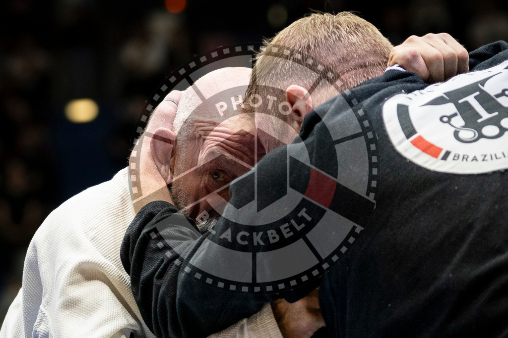 20240125PBB01020 | Fighters compete during the sixth day of the Brazilian Jiu-jitsu European Championship of the IBJJF in Paris, France, on January 25, 2024.