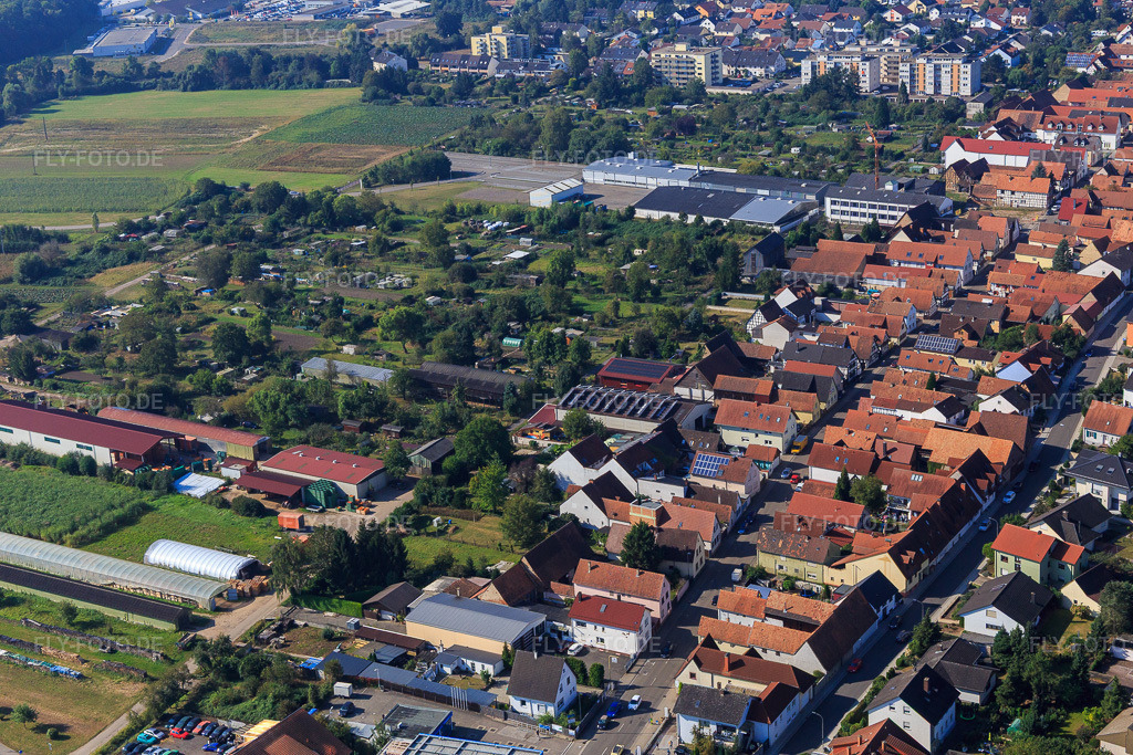 Luftbild: Rheinstraße aus Nordosten in Kandel im Bundesland Rheinland-Pfalz in Deutschland. Foto: IMG_095010.jpg vom 24.09.2016 durch Werner Riehm/FLY-FOTO.de
